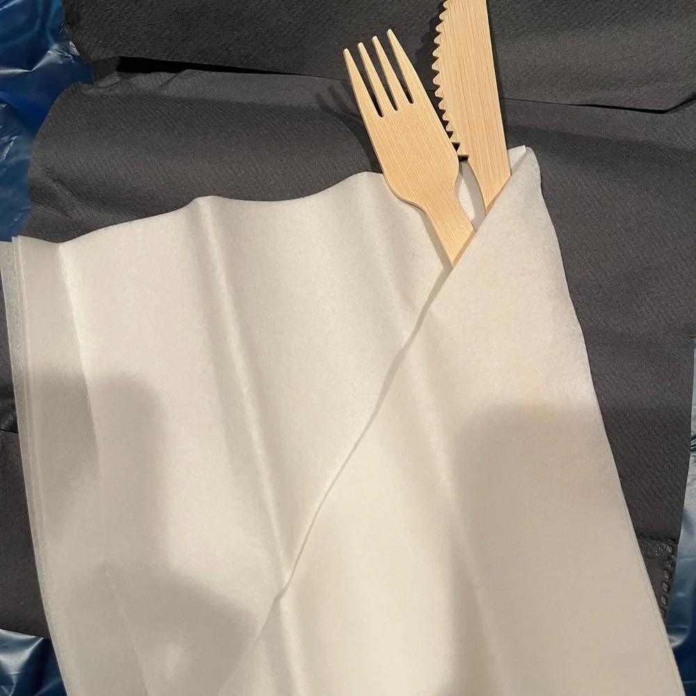Dester 50 Pack Bamboo Cutlery Fork & Knife Set. Individually Double Wrapped.